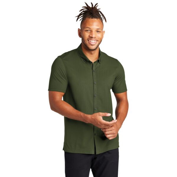 Mercer+Mettle Stretch Pique Full Button Polo MM1006 Stretch Pique Full Button Polo Thumbnail