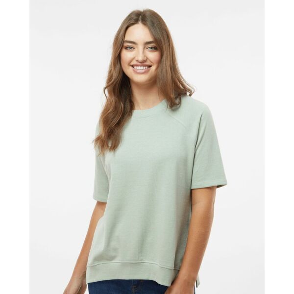 MV Sport Women's French Terry Short Sleeve Crewneck Sweatshirt W23711 Women's French Terry Short Sleeve Crewneck Sweatshirt Thumbnail