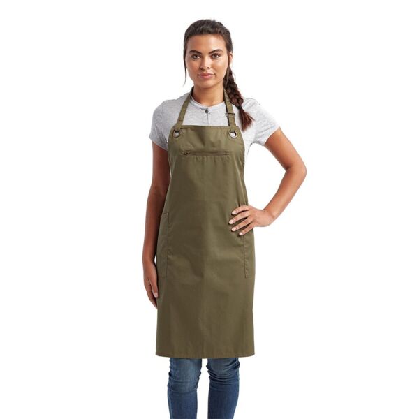 Artisan Collection by Reprime Barley Contrast Stitch Recycled Bib Apron RP121 Barley Contrast Stitch Recycled Bib Apron Thumbnail