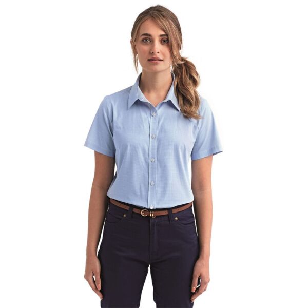 Artisan Collection by Reprime Women's Microcheck Gingham Short Sleeve Cotton Dress Shirt RP321 Women's Microcheck Gingham Short Sleeve Cotton Dress Shirt Thumbnail