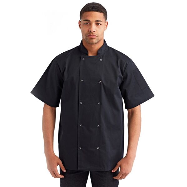 Artisan Collection by Reprime Unisex Ten Studded Front Short Sleeve Chef Coat RP664 Unisex Ten Studded Front Short Sleeve Chef Coat Thumbnail