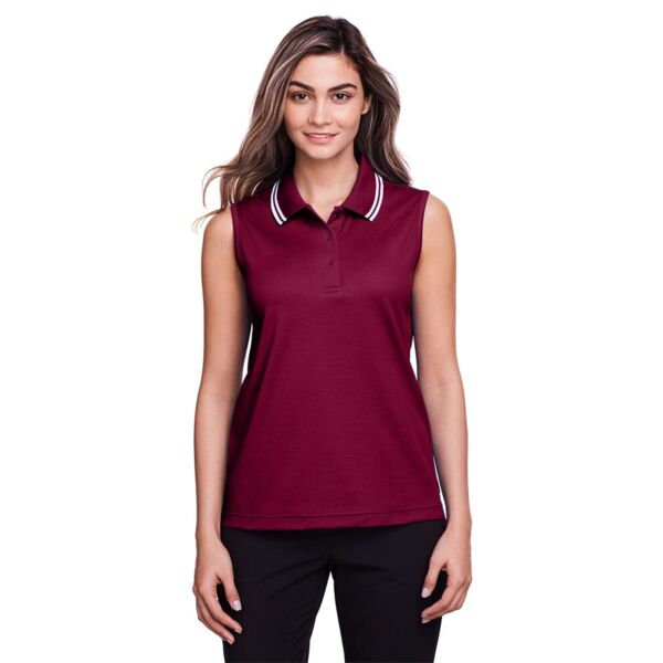 Devon & Jones Women's CrownLux Performance® Plaited Tipped Sleeveless Polo DG20SW Women's CrownLux Performance® Plaited Tipped Sleeveless Polo Thumbnail