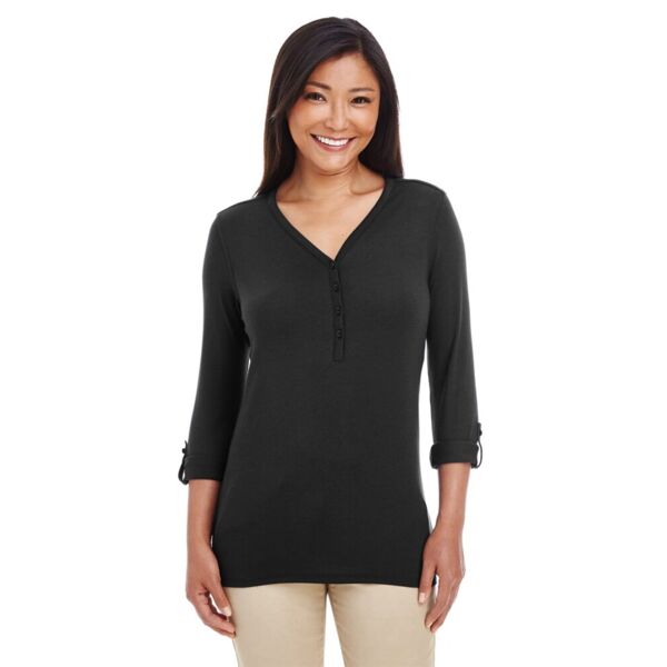 Devon & Jones Women's Perfect Fitâ„¢ Y-Placket Convertible Sleeve Knit Top DP186W Women's Perfect Fitâ„¢ Y-Placket Convertible Sleeve Knit Top Thumbnail