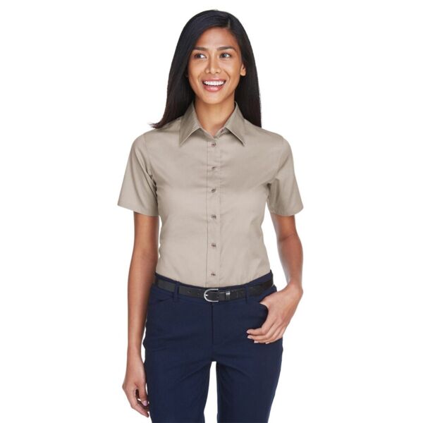 Harriton Women's Easy Blend™ Short Sleeve Twill Dress Shirt with Stain-Release M500SW Women's Easy Blend™ Short Sleeve Twill Dress Shirt with Stain-Release Thumbnail