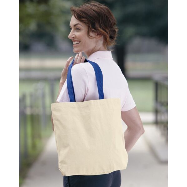Natural Tote with Contrast-Color Handles Thumbnail