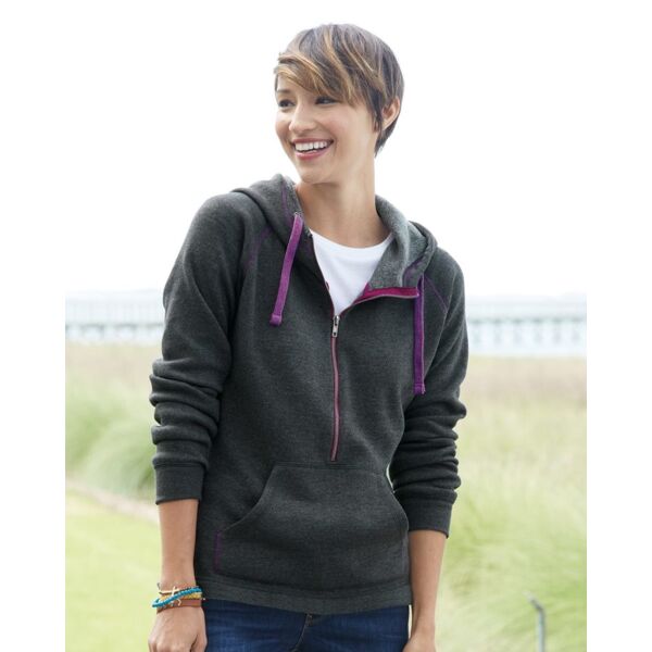 J. America Women's Triblend Half-Zip Hooded Sweatshirt 8876 Women's Triblend Half-Zip Hooded Sweatshirt Thumbnail