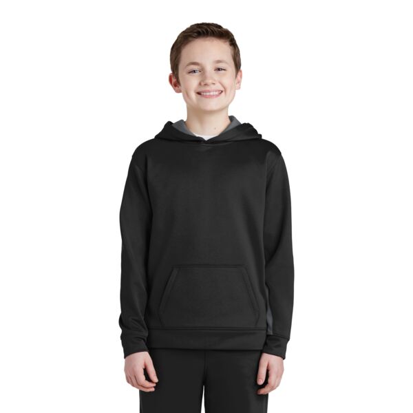 Sport Tek Youth Sport Wick ® Fleece Colorblock Hooded Pullover YST235 Youth Sport Wick ® Fleece Colorblock Hooded Pullover Thumbnail