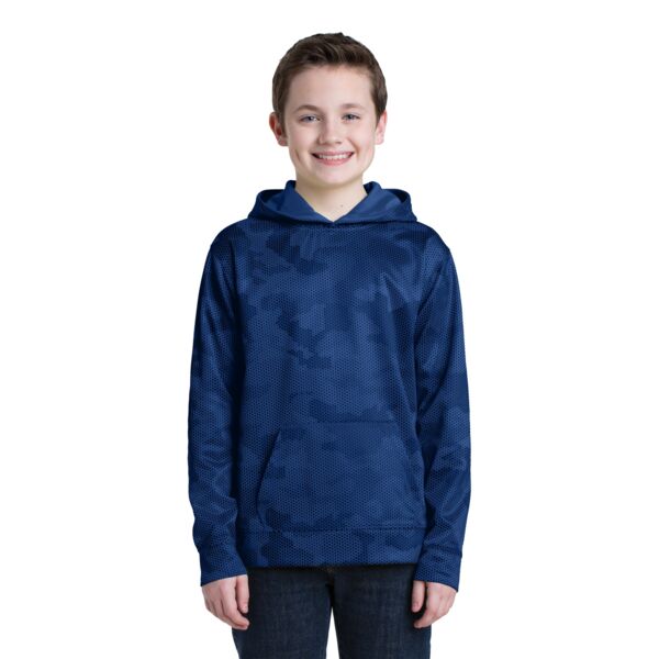 Sport Tek Youth Sport Wick ® CamoHex Fleece Hooded Pullover YST240 Youth Sport Wick ® CamoHex Fleece Hooded Pullover Thumbnail