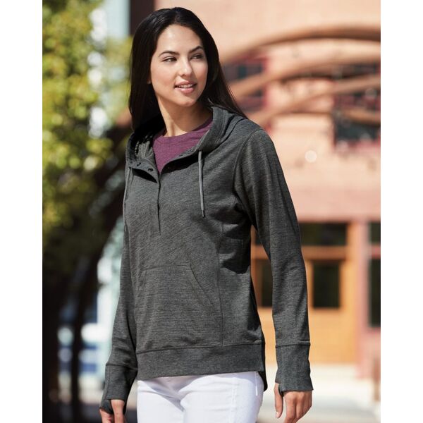J. America Women’s Omega Stretch Snap-Placket Hooded Sweatshirt 8431 Women’s Omega Stretch Snap-Placket Hooded Sweatshirt Thumbnail