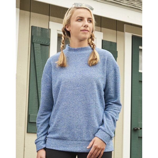 J. America Women's Weekend Terry Mock Neck Pullover 8428 Women's Weekend Terry Mock Neck Pullover Thumbnail