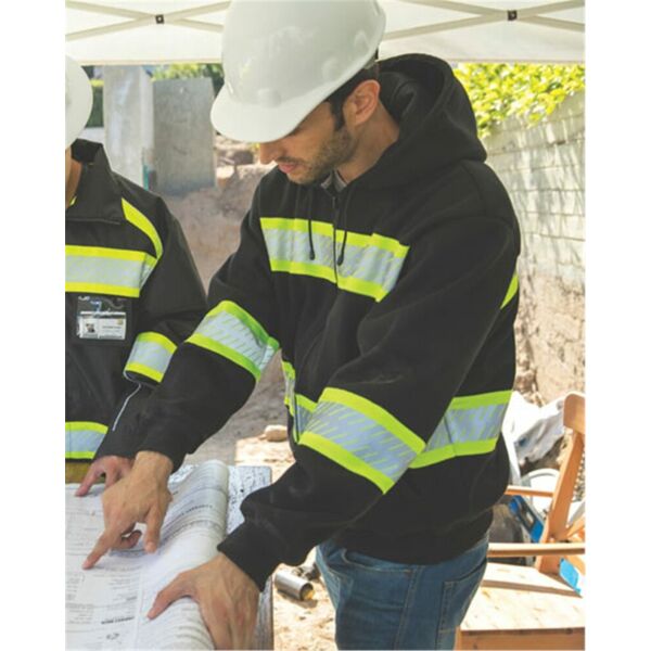 Kishigo Men's EV Series® Enhanced Visibility Full-Zip Hooded Sweatshirt B310-313 Men's EV Series® Enhanced Visibility Full-Zip Hooded Sweatshirt Thumbnail