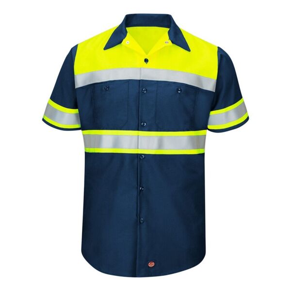 Red Kap Men's Tall Hi-Visibility Colorblock Ripstop Short Sleeve Work Shirt SY80T Men's Tall Hi-Visibility Colorblock Ripstop Short Sleeve Work Shirt Thumbnail