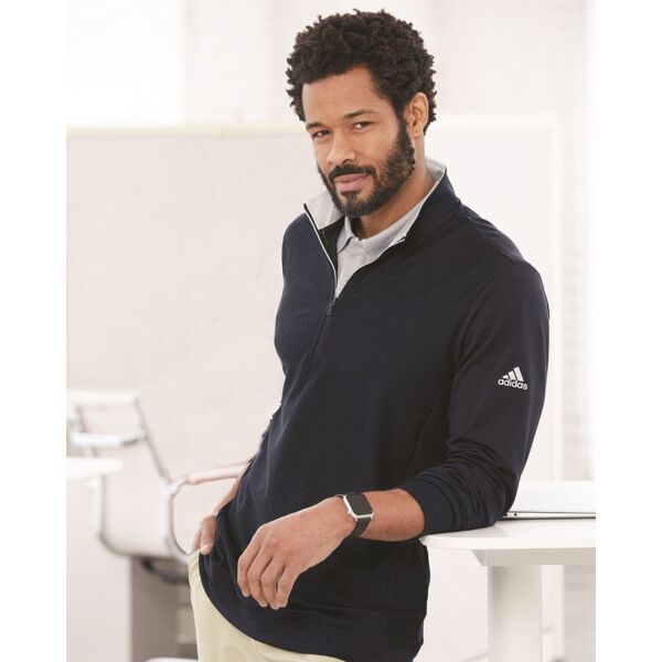 Adidas Men's Textured Quarter-Zip Pullover A295 Men's Textured Quarter-Zip Pullover Thumbnail