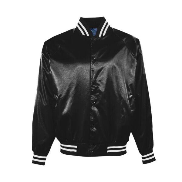 Augusta Sportswear Unisex Satin Baseball Jacket Striped Trim 3610 Unisex Satin Baseball Jacket Striped Trim Thumbnail