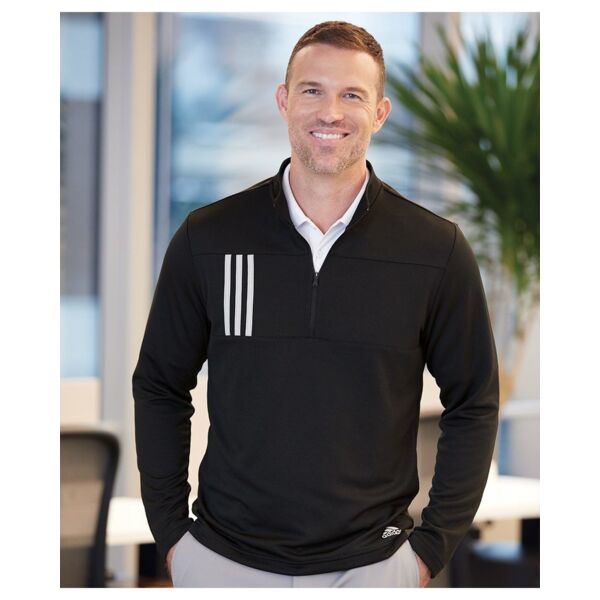 Adidas Men's 3-Stripe Double-Knit Quarter-Zip Pullover A482 Men's 3-Stripe Double-Knit Quarter-Zip Pullover Thumbnail