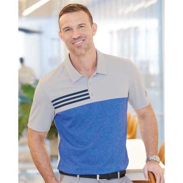 Adidas Men's Heathered Colorblocked 3-Stripes Polo A508 Men's Heathered Colorblocked 3-Stripes Polo Thumbnail