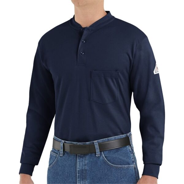 Bulwark Men's Tall Long Sleeve Tagless Henley Shirt SEL2T Men's Tall Long Sleeve Tagless Henley Shirt Thumbnail