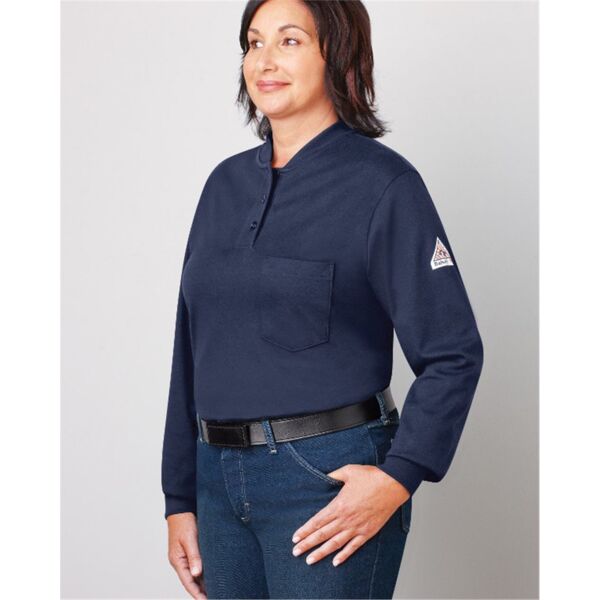 Bulwark Women's Long Sleeve Tagless Henley Shirt SEL3 Women's Long Sleeve Tagless Henley Shirt Thumbnail