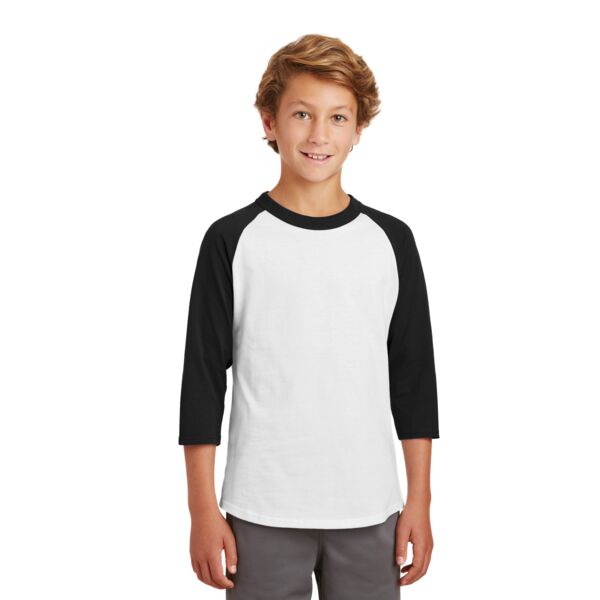 Sport Tek Youth Colorblock Jersey Cotton Ragland 3/4 T-Shirt YT200 Youth Colorblock Jersey Cotton Ragland 3/4 T-Shirt Thumbnail
