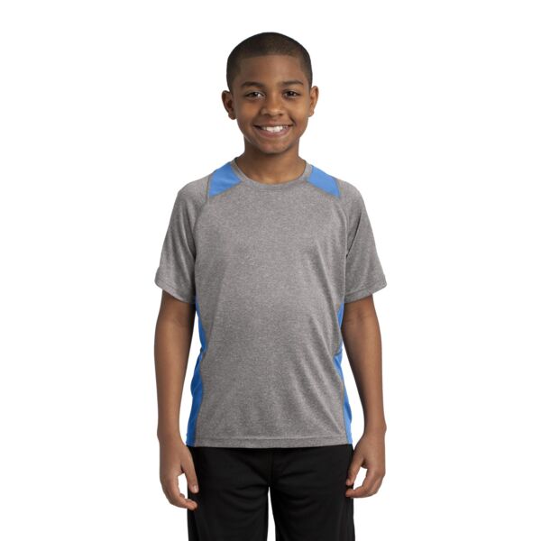 Sport Tek Youth Performance Heather Colorblock ContenderTee YST361 Youth Performance Heather Colorblock ContenderTee Thumbnail