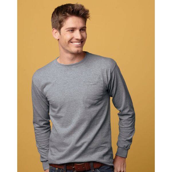 USA Union-Made Long Sleeve T-Shirt with a Pocket Thumbnail