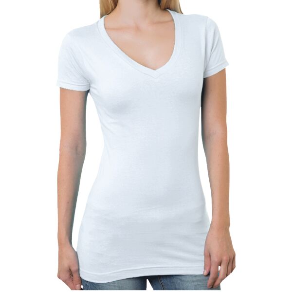 Juniors' USA-Made V-Neck Cotton Tee Thumbnail