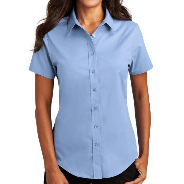 Ladies Short Sleeve Easy Care Blend Button Up Polo Thumbnail