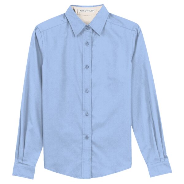 Ladies Button Up Long Sleeve Easy Care Collar Shirt Thumbnail