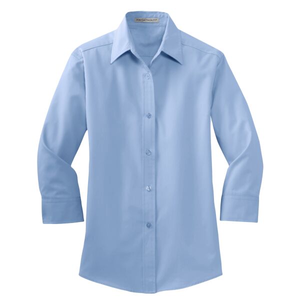 Ladies Button Up 3/4 Sleeve Easy Care Shirt Thumbnail