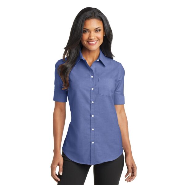 Port Authority Ladies Short Sleeve SuperPro Oxford Blend Button Up Shirt L659 Ladies Short Sleeve SuperPro Oxford Blend Button Up Shirt Thumbnail