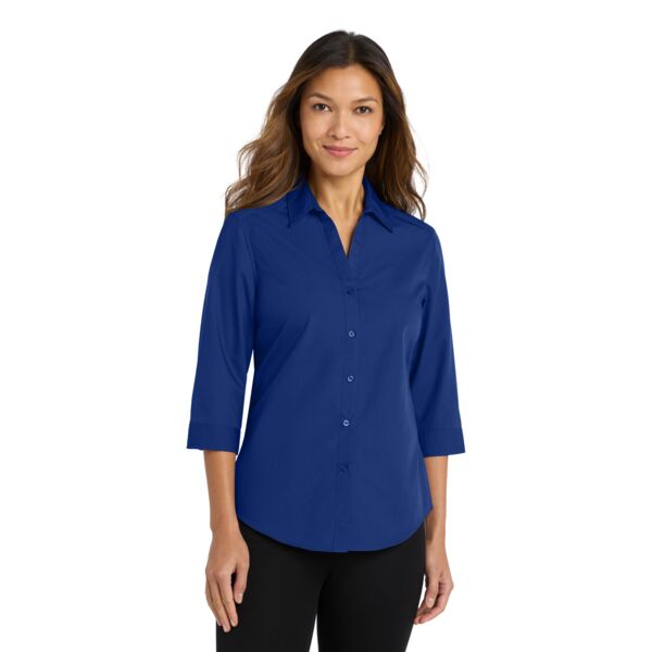 Port Authority Ladies 3/4 Sleeve Carefree Poplin Blend Button Up Shirt LW102 Ladies 3/4 Sleeve Carefree Poplin Blend Button Up Shirt Thumbnail
