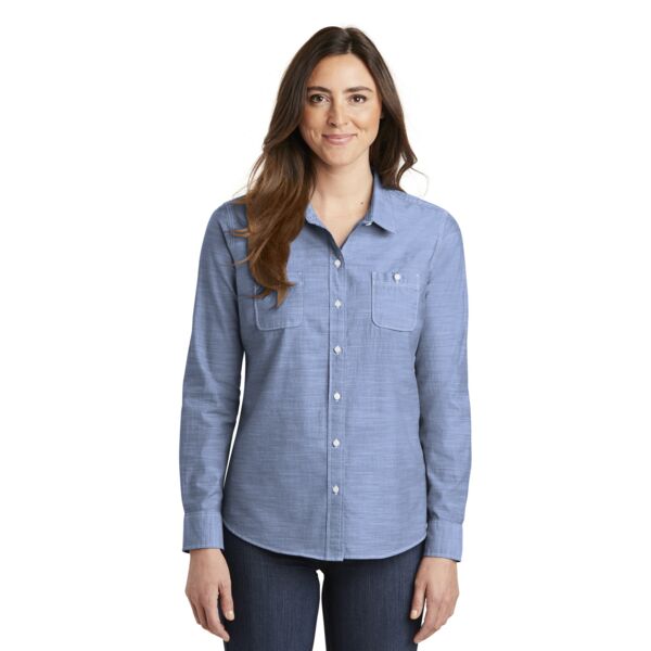 Port Authority Ladies Slub Chambray Shirt LW380 Ladies Slub Chambray Shirt Thumbnail